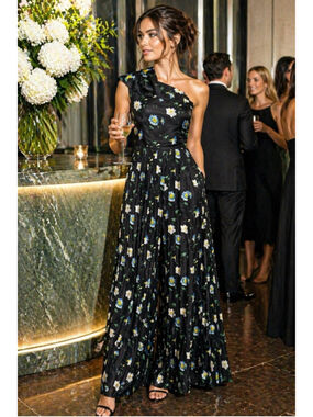 Flor et al One Shoulder Floral Jumpsuit Palazzo Pants Formal Maxi